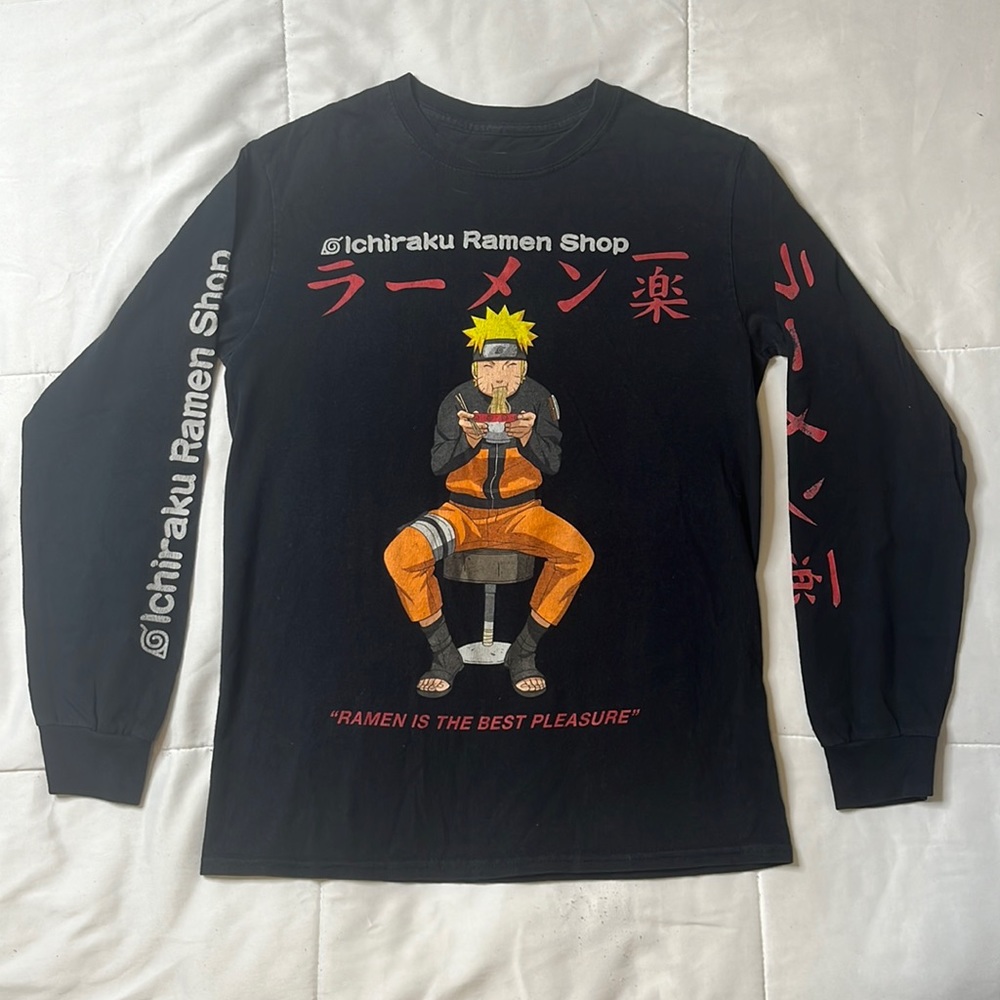 Naruto Ichiraku Ramen Shop Long Sleeve T-Shirt Size Small Color Black/Red